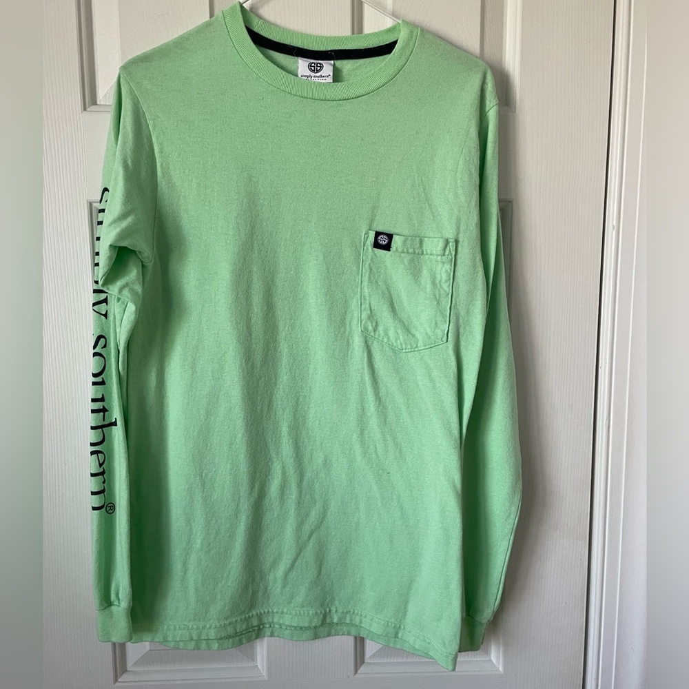 Small, Green, Simply Southern, long sleeve t-shirt.